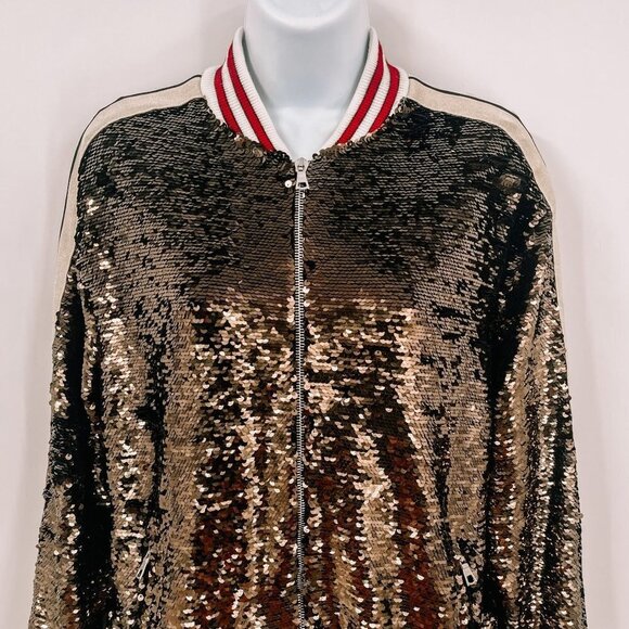 Palm Angels Sequin Track Jacket Zip Up Striped Oversized Coat Chocolate Brown - Picture 9 of 17